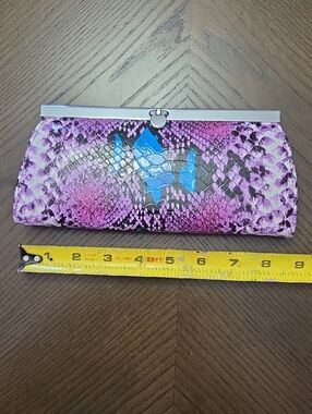 Depeche Mode New York Purple And Blue Snakeskin-Pattern Frame Clutch Wallet
